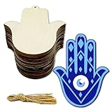 30 Pack 4 Inch Wood Hamsa Hand Cutouts Unfinished Wooden Hamsa Hand Hanging Ornaments DIY Hamsa Hand Craft Gift Tags