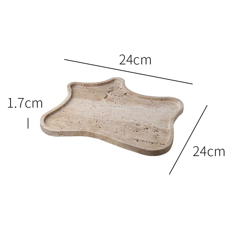 Taca do kawiarni w stylu wabi-sabi nieregularny naturalny trawertyn dekoracyjna taca na owoce wyposażenie domu taca do przechowywania na biurku taca na stolik kawowy w salonie tace(S)