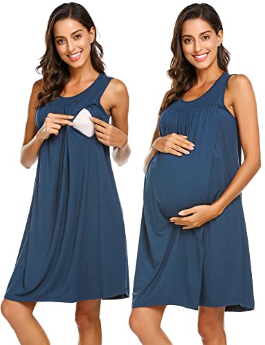 Image of Ekouaer Women's Labor/Delivery/Maternity Nursing Nightgown for Hospital Breastfeeding Sleepwear S-XXL