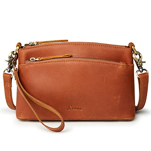 S-ZONE Small Genuine Leather Crossbody Bags for Women Purse and Handbag Wristlet