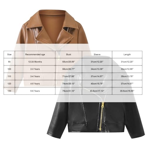 Kids Leather Jacket Toddler Girls PU Faux Leather Crop Outerwear Turn Down Collar Long Sleeve Motorcycle Jackets3