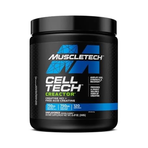 MuscleTech Cell-Tech Creactor Creatine HCl Powder,Post Workout Muscle Builder for Men & Women ,Creatine Hydrochloride + Free-Acid,Unflavored (120 Servings),8.47 oz Cover
