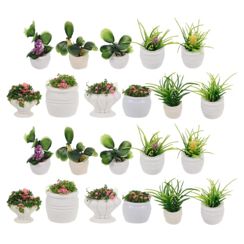 Kisangel Lot de 22 Plantes Miniatures pour Maison de poupée : Mini bonsaï, Micro Paysage, Fausses Plantes en Pot – Décoration de Figurines pour projets de Bricolage de Maison de poupée