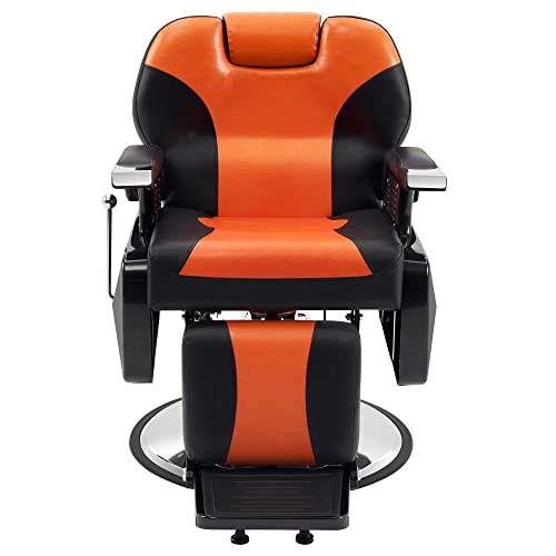Barberpub Heavy Duty Reclining Barber Chair All Purpose Hydraulic Salon Chair For Barbershop Stylist Tattoo Chair 2688(Orange) #TOP7