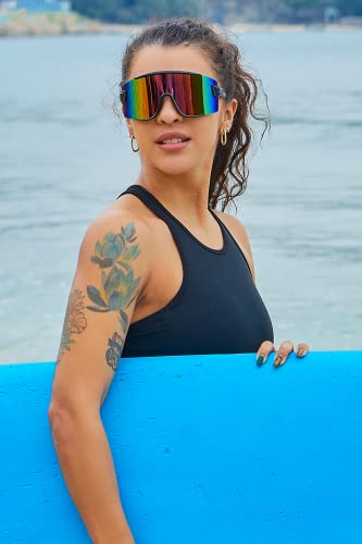 Karsaer Vision Big Shield Wraparound Sunglasses Rave For Men Women Neon Sun Visor Glasses Cycling Ski Shades 80S 90S #TOP2