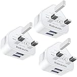 USB Plug UK,Dual USB Charger Plugs Adaptor UK 3Pack 10.5W Phone Plugs with USB Port 3 Pin Twin Way Main Charge Head 5V 2.1AMP Charging for iPhone 13 12 11 SE XS XR X 8 7 6 5,iPad（Cable Not included）