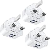 USB Plug UK,Dual USB Charger Plugs Adaptor UK 3Pack 10.5W Phone Plugs with Double Port Compact 3 Pin Mains Charge Head 5V 2.1AMP Charging Compatible with iPhone 13 12 11 SE XS XR X 8 7 6 5,iPad