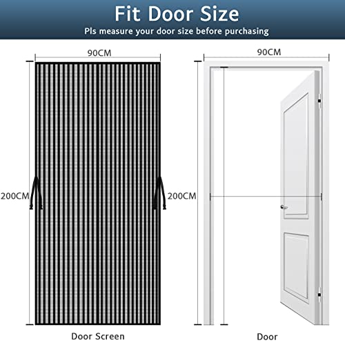YRH Magnetic Fly Screen Door with Stay Open Buckles, Heavy Duty Self-Sealing Mesh - Image 2