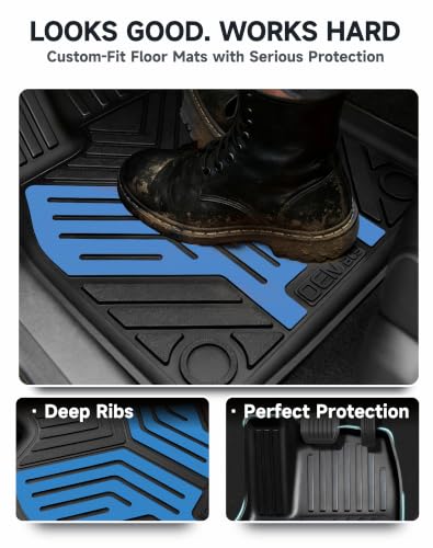 Image of Premium Color TPE Floor Mats 3-PCS for Tesla Model Y Juniper 2025 2026 | Sky Blue Wing Design | Car Mat Full Set Front & Rear | All-Weather Protection, Pet & Child-Friendly Accessories