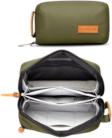 Tech Bag Organizer - Small Electronics Organizer Bag for Travel - Premium Travel Bag with Leather Accents - Mesh Pocket for Cables, Cables and Chargers