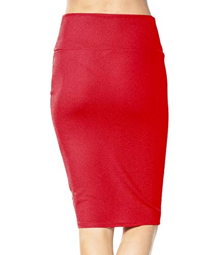Women's High Waist Stretch Bodycon Pencil Skirt Knee Length Midi Straight Skirt3