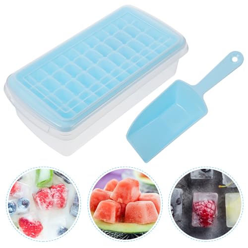 Molde para cubitos de hielo grande azul OSALADI con tapa y raspador miniatura 6