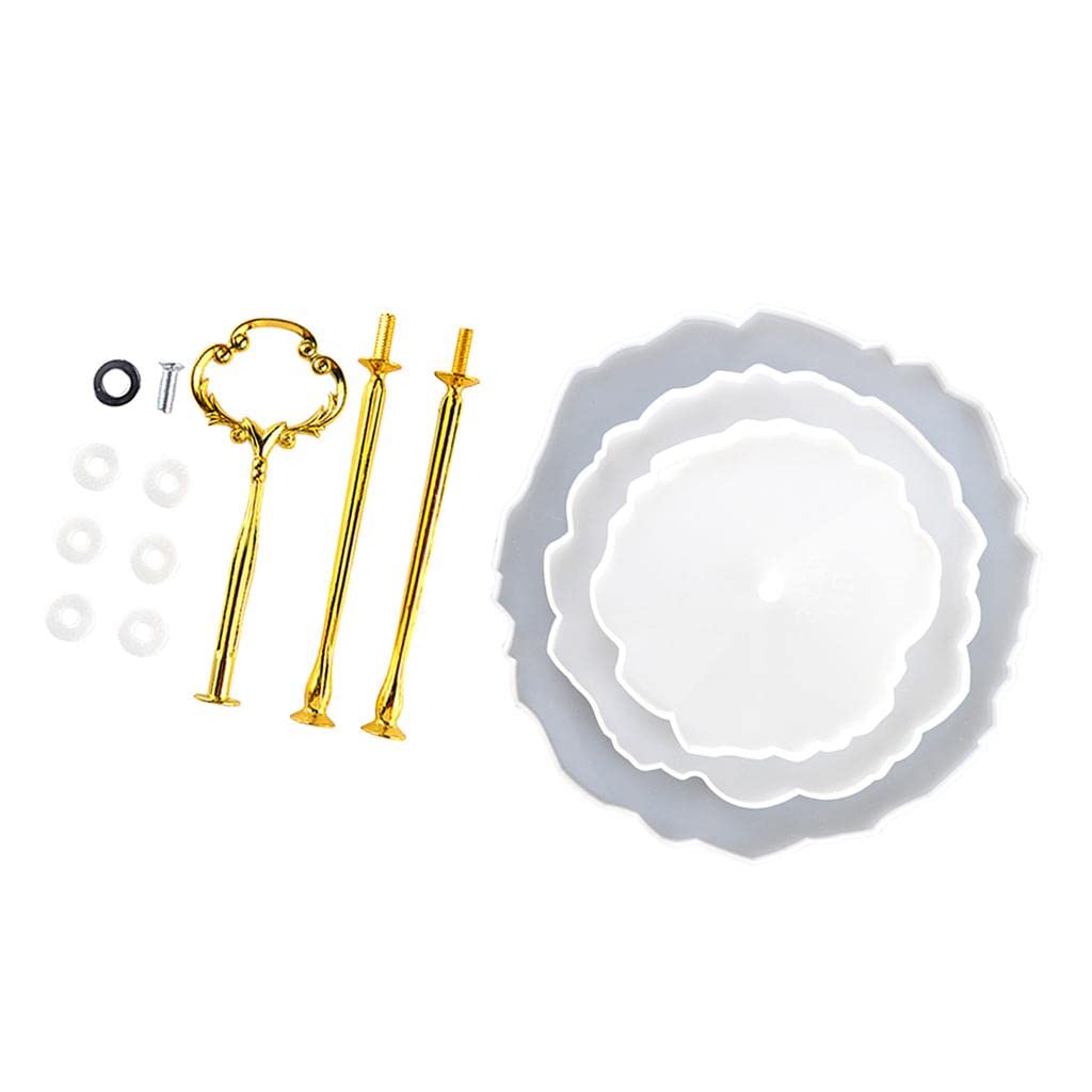 misppro Molde de silicona flexible para platos de frutas con soporte dorado para arte de resina epoxi, posavasos y manualidades
