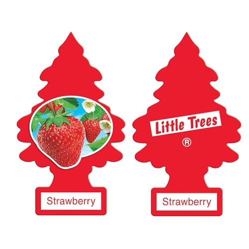 Image of Little Trees Strawberry Air Freshener | Sweet Fruity Fragrance | Iconic Tree Hanging Design | For Car, Home, Wardrobe | Imported from USA