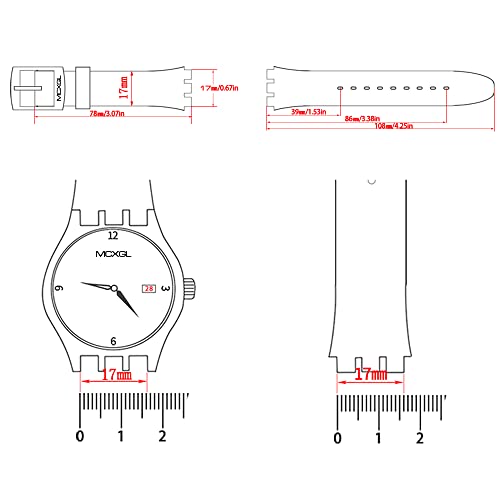 Zamiennik paska do Swatch odporny na pot silikonowy gumowy pasek z klamrą ze stali nierdzewnej 17 mm, 17mm, Stworzony kwarc