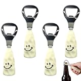 Apribottiglie Birra 4 Pezzi con Design a Sorriso, Apribottiglie Manuale in Acciaio Inox e ...