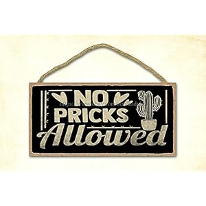 Eeypy Wooden Home D¨¦cor No Pricks Allowed Welcome Door Sign Wood Sign Wood Signs for Home D¨¦cor 5×10 Inch