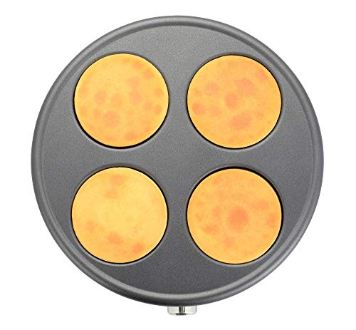 Senya - Placa de aluminio fundido para cuatro mini panqueques de 11 cm - Crepe Time SYCK-CV026-SP1, acero inoxidable, negro