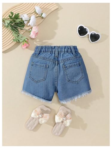 Verdusa Toddler Girl's Jeans Shorts Cute Coquette Bowknot Ripped Distressed Denim Shorts2