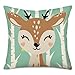 Fukeen Set of 4 Throw Pillow Cases Cartoon Animal Woodland Decorative Cotton Linen Cushion Cover Bear Fox Rabbit Home Baby Room Decor Standard Pillowcase 18x18 Inches