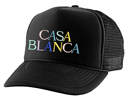 ALLNTRENDS Casablanca Embroidered Trucker Hat Adult Baseball Cap Adjustable Snapback (Black)