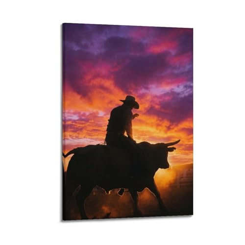 Poster Fire Sky Western XKUGA, impression sur toile vintage de style rodéo cowboy, 30x45 cm