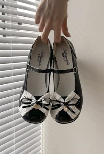 ZQW Japanese Kawaii Lolita Mary Jane Shoes - Cute Bow Lace Buckle Pumps for Women Casual Dressy Party JK Cosplay Costume3