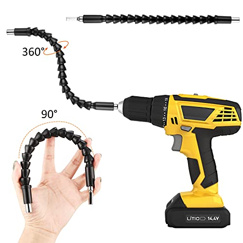 22 Flexible Drill Extension Hex Shank Drill Bit Kit Rotatable Joint Socket 1/4 3/8 1/2 Inch Hex Socket Adapter Socket Bendable Drill Bit Extension Screwdriver 105 Degree Angle Drill Bit Extension #TOP5