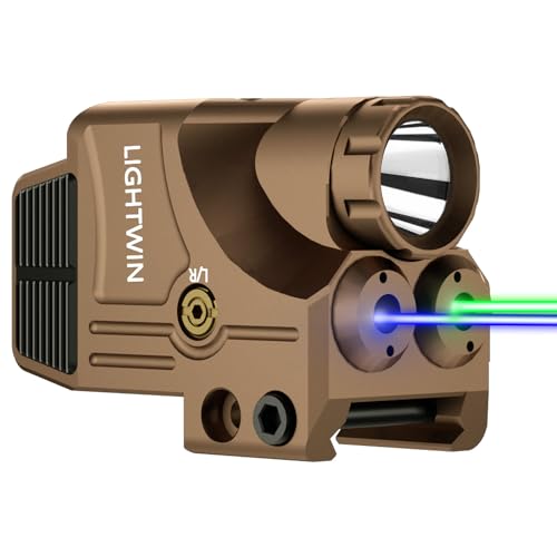 Red Green Blue Purple Laser Beams with 800 Lumens Flashlight for Pistols, 3 in1 Laser Light Combo