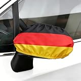 Blueshyhall 2 Stück Auto Spiegel Abdeckung mit Nationalflaggen Motiv, Rückspiegel Überzug Außen Universell aus Polyster Stoff mit Kordelzug Waschbar, EM VM Fanartikel Fußball Auto Flaggen Deko (DE)