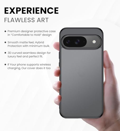 Image of Golden Sand for Google Pixel 9 5G - Rugged Frosted Semi Transparent PC Shock Proof Slim Back Case for Google Pixel 9, Black