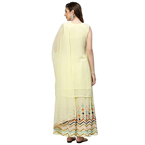 Image of Women's Georgette Embroidered Kurti And Skirt with Dupatta Sets.