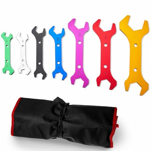 Fumete AN Fitting Wrench Set 3AN to 20AN Aluminum Double Hose End Fitting Wrench Spanner Tool Kit for Hose Fittings Adapters Racing Brake Lines