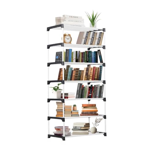 Image of 7 Layer Eco-Friendly Book Stand for Bedroom, Office & Library Expandable & Stackable Storage for Home & Office Space-Saving Leaning Bookcase for Modern Interiors Open Bookcase for Home,& Study