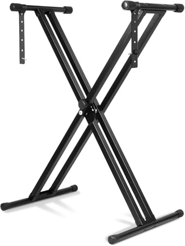 ROCKSTAR - Soporte Plegable Teclado y Piano, Altura Ajustable, KS422 Soporte Preensamblado Plegable para Piano Digital con Correas de Bloqueo,...