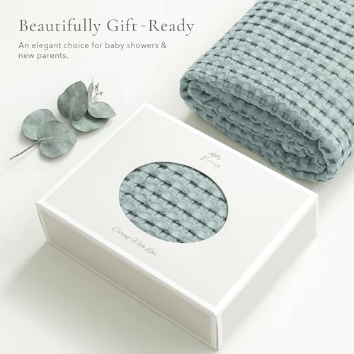 Image of Konssy Waffle Baby Blanket for Boys & Girls, Soft Newborn Swaddle Blanket | Waffle Knit, Cozy Crib Blanket Neutral for Nursery, Stroller & Toddler Bed, Machine Washable, 41 inch x 37 inch(Light Green)