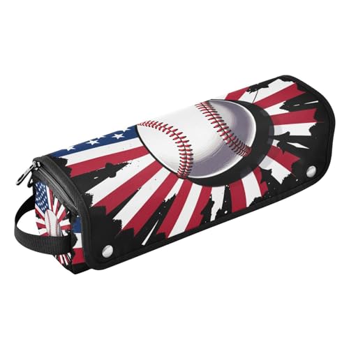 Bolsa organizadora de viaje 2 en 1 para plancha de pelo y rizadora con tapete resistente al calor impermeable, protector para planchas y secadores de pelo, diseño bandera americana para mujeres miniatura 1