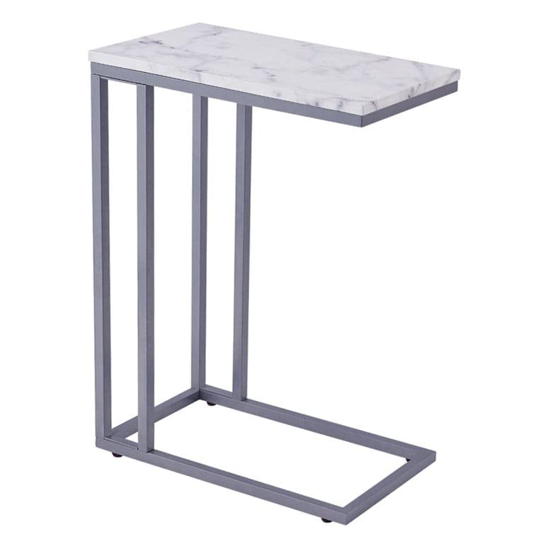 Image of Arrow Crafts Side Table with MDF White Colour and Gold Body Frame Finish Side Snack End Table
