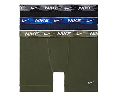 Nike Men`s Everyday Cotton Stretch Boxer Briefs 3 Pack (Large, Olive(KE1107)/N_G)