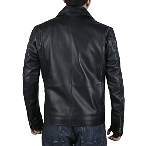Laverapelle Men's Genuine Lambskin Leather Jacket (Black, Aviator Jacket) - 18010042