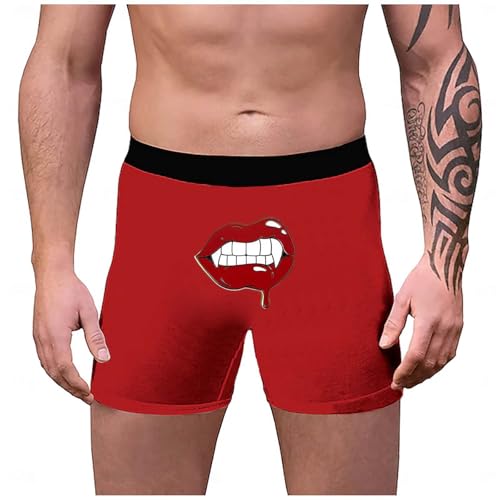 Primavera Hombres Labios Rojos Color 3D Impresión Digital Transpirable Sexy Moda Ropa Interior Bodyforming Ropa Interior Hombres, rojo, S