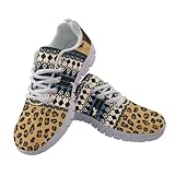 Jrysaedy Stylish Unisex Sneakers for Sports or Casual Wear - Lightweight and Comfortable Design Leopard Print Aztec Horse Pattern（White Sole
