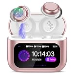 Wireless Sleep Earbuds with Smart Touch Screen, Bluetooth 5.4 Headphones In Ear with ENC Noise Cancelling Mic, 48H Sleep Headphones with 5 EQ Modes, HiFi Stereo IP7 Waterproof Mini Ear Buds, Rose Gold
