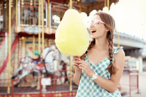 Hopser Food Fun Zucker für Zuckerwatte (Set 1 Erdbeer, Vanille, Kaugummi + 50 Stäbe, 3x230 Gramm / 50 Stäbe) – Bild 6
