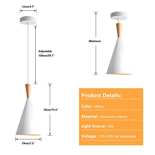 Kco L1128 Lighting Farmhouse Cone Pendant Light 3 Pack White Modern Barn Ceiling Pendant Lighting Fixture 1-Light Mini Vintage Pendant Lights Kitchen Island Dining Room Lighting thumb #1