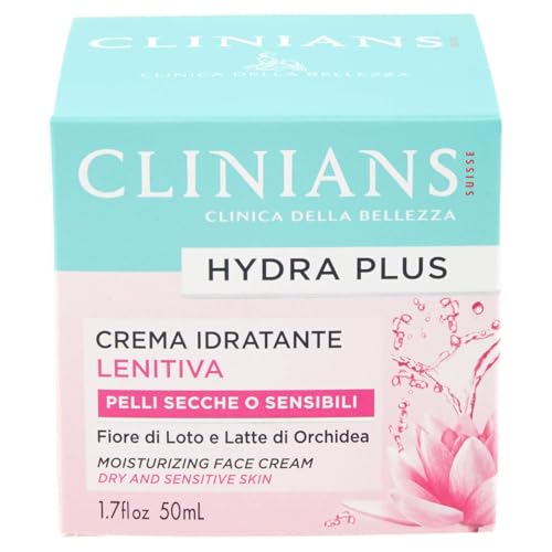 CLINIANS | Hydra Plus Beruhigende, feuchtigkeitsspendende Gesichtscreme, Dermatologisch Getestet, Made in Italy, 50 ml