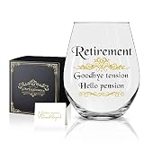 Perfectinsoy Retirement Goodbye Tension Hello Pension Wine Glass with Gift Box, Retirement Gifts for