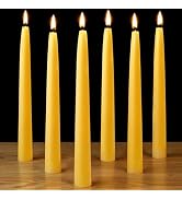 6 Packs Beeswax Taper Candles 10 inch Natural Beeswax Candles Smokeless Pure Beeswax Candles 10 H...