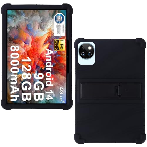 AKNICI Silikon Hülle für DOOGEE T10W/DOOGEE T10 Plus/DOOGEE T10 PRO/DOOGEE T10/DOOGEE T10S/DOOGEE U10/DOOGEE U10 PRO/DOOGEE U9 10 Zoll Tablet, Weiches Schutzhülle mit Integrierter Ständer, Schwarz