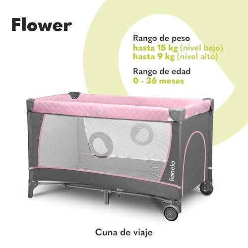 Camita de viaje 65 x 125 cm con colchón plegable para niños hasta 15 kg Lionelo Flower 3